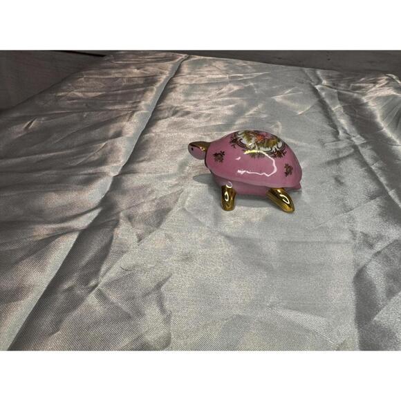 Pink & Gold Vintage Limoges Turtle Trinket Box - Picture 4 of 7